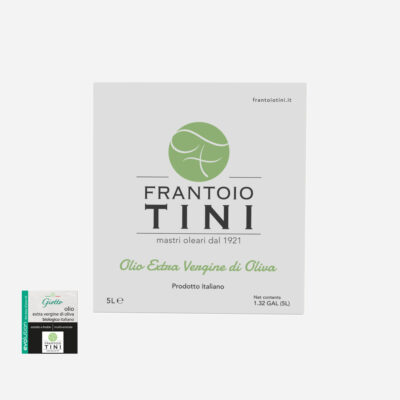 Bag in Box da 5 L di Olio Extravergine di Oliva Giotto Multicultivar Bio estratto a freddo - Frantoio Tini.